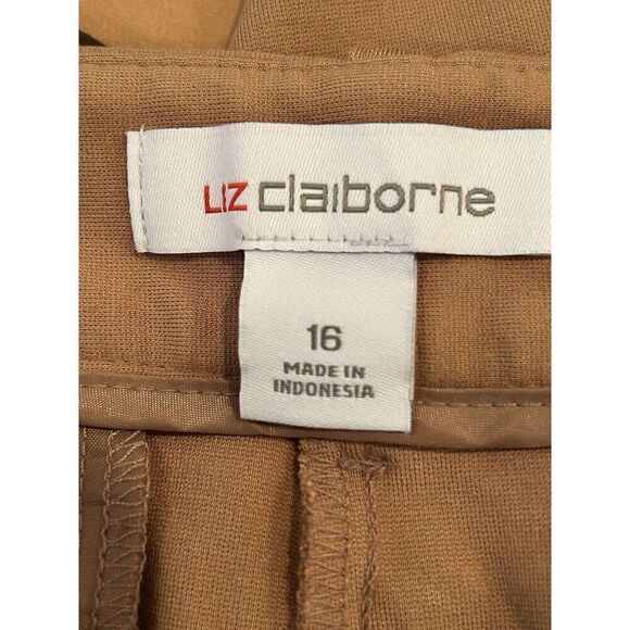 Liz Claiborne Ankle Length Tan Stretch Straight Career Slacks Pants 16 - Picture 3 of 4